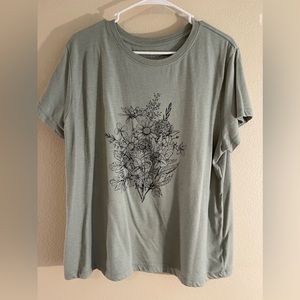Green t-shirt with floral design